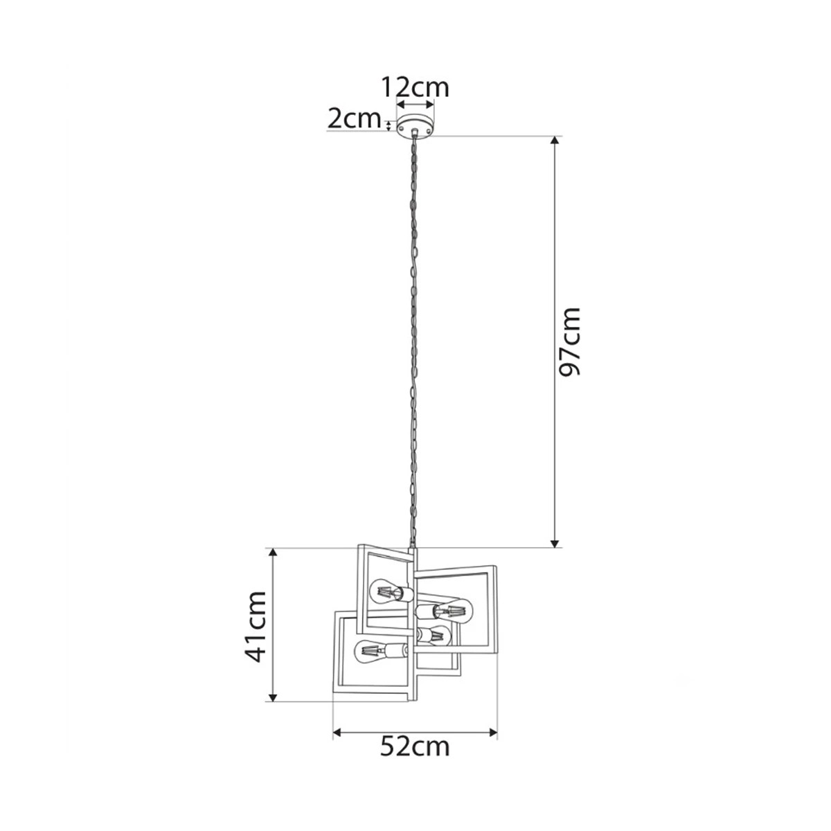 GLOBOSTAR® LOOP 00905 Μοντέρνο Κρεμαστό Φωτιστικό Οροφής με Ντουί 4 x E27 AC 220-240V IP20 - Χάλκινο - Μ52 x Π52 x Υ42cm - Image 5
