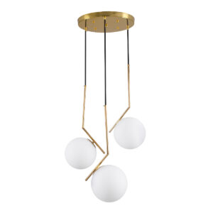 GLOBOSTAR® MONROE 00953 Μοντέρνο Κρεμαστό Φωτιστικό Οροφής με Ντουί 3 x E27 AC 220-240V IP20 - Χρυσό & Λευκό - Μ60 x Π60 x Υ50cm
