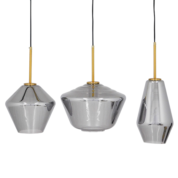 GLOBOSTAR® AMARIS 00975 Μοντέρνο Κρεμαστό Φωτιστικό Οροφής με Ντουί 3 x E27 AC 220-240V IP20 - Χρυσό & Ασημί - Μ75 x Π30 x Υ30cm - Image 2