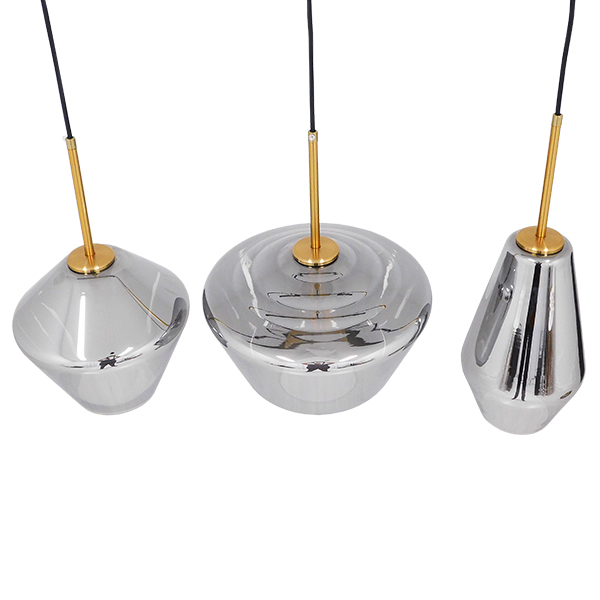 GLOBOSTAR® AMARIS 00975 Μοντέρνο Κρεμαστό Φωτιστικό Οροφής με Ντουί 3 x E27 AC 220-240V IP20 - Χρυσό & Ασημί - Μ75 x Π30 x Υ30cm - Image 3