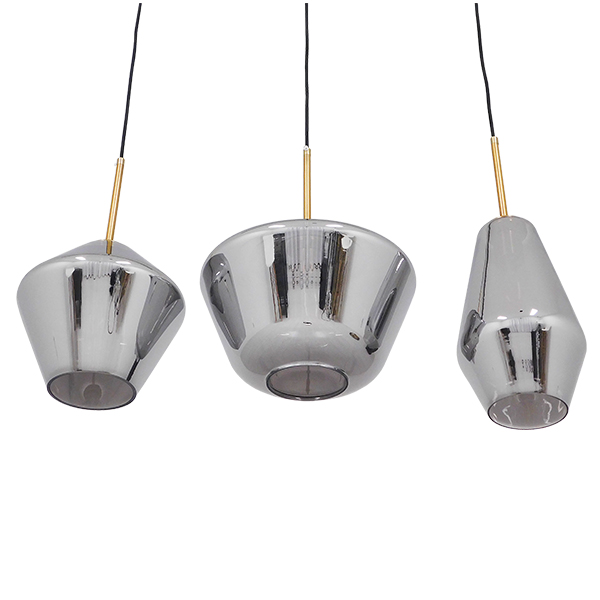 GLOBOSTAR® AMARIS 00975 Μοντέρνο Κρεμαστό Φωτιστικό Οροφής με Ντουί 3 x E27 AC 220-240V IP20 - Χρυσό & Ασημί - Μ75 x Π30 x Υ30cm - Image 4