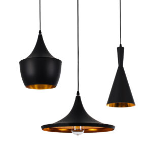 GLOBOSTAR® SHANGHAI 01025 Μοντέρνο Κρεμαστό Φωτιστικό Οροφής με Ντουί 3 x E27 AC 220-240V IP20 - Μαύρο & Χρυσό - Μ79.5 x Π79.5 x Υ38cm - Σετ 3 Τεμαχίων