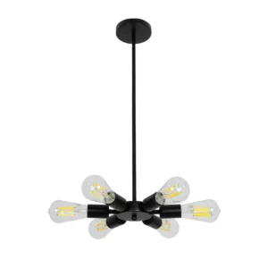 GLOBOSTAR® CONFOR 01036 Μοντέρνο Φωτιστικό Οροφής με Ντουί 6 x E27 AC 220-240V IP20 - Μαύρο - Μ24 x Π24 x Υ8cm