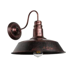 GLOBOSTAR® RAY 01052 Vintage Φωτιστικό Τοίχου - Απλίκα με Ντουί 1 x E27 AC 220-240V IP20 - Χάλκινο Εφέ Σκουριάς - Μ36 x Π42 x Υ32cm