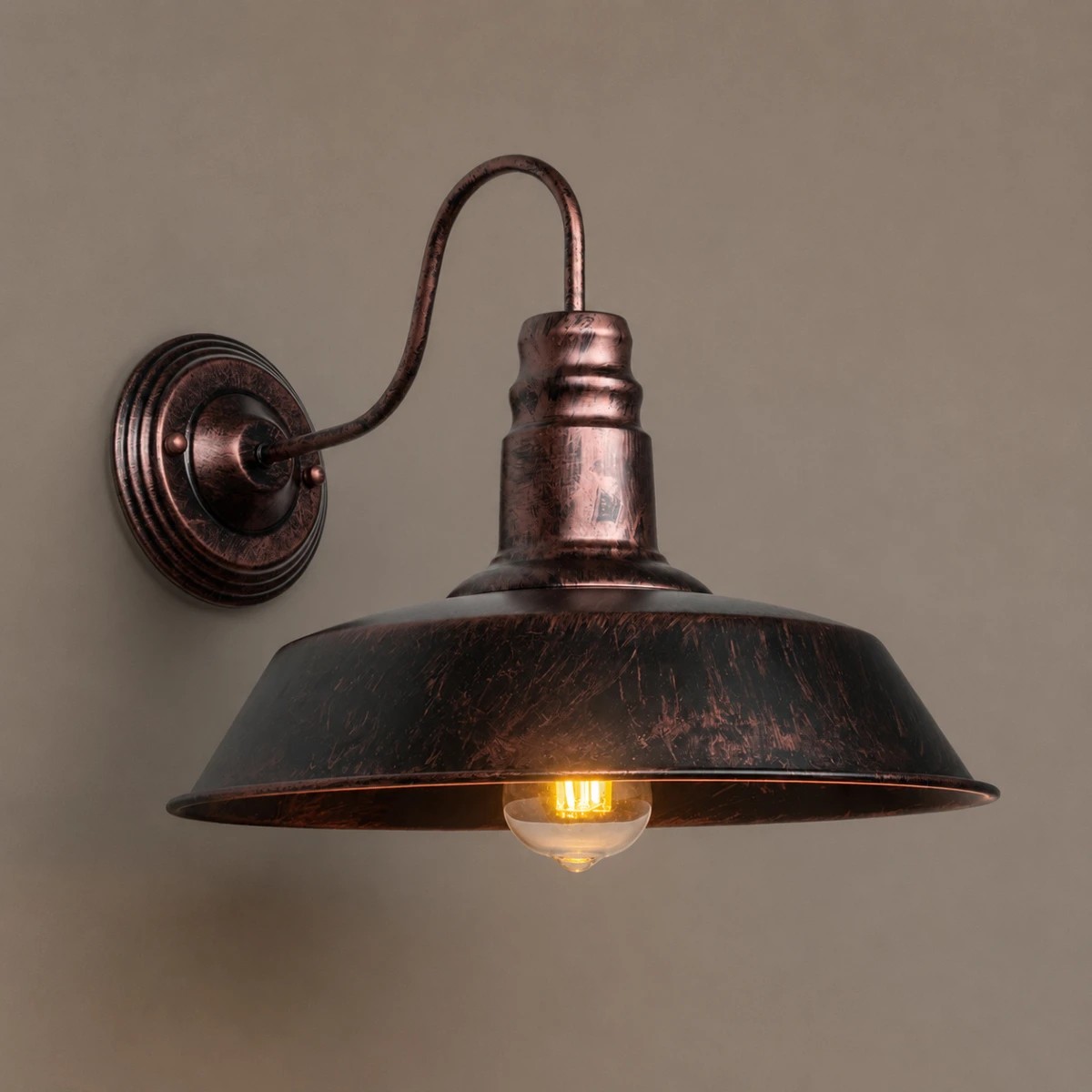 GLOBOSTAR® RAY 01052 Vintage Φωτιστικό Τοίχου - Απλίκα με Ντουί 1 x E27 AC 220-240V IP20 - Χάλκινο Εφέ Σκουριάς - Μ35 x Π40 x Υ32cm - Image 2
