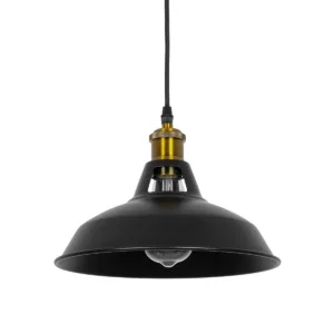 GLOBOSTAR® ANER 01073 Vintage Κρεμαστό Φωτιστικό Οροφής με Ντουί 1 x E27 AC 220-240V IP20 - Μαύρο & Χρυσό - Μ27.5 x Π27.5 x Υ19cm