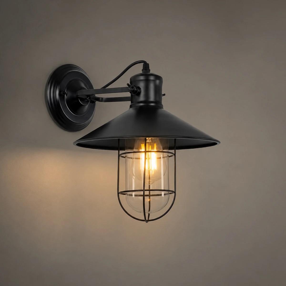 GLOBOSTAR® CELL 01118 Vintage Φωτιστικό Τοίχου - Απλίκα με Ντουί 1 x E27 AC 220-240V IP20 - Μαύρο - Μ26.5 x Π32 x Υ30cm - Image 2