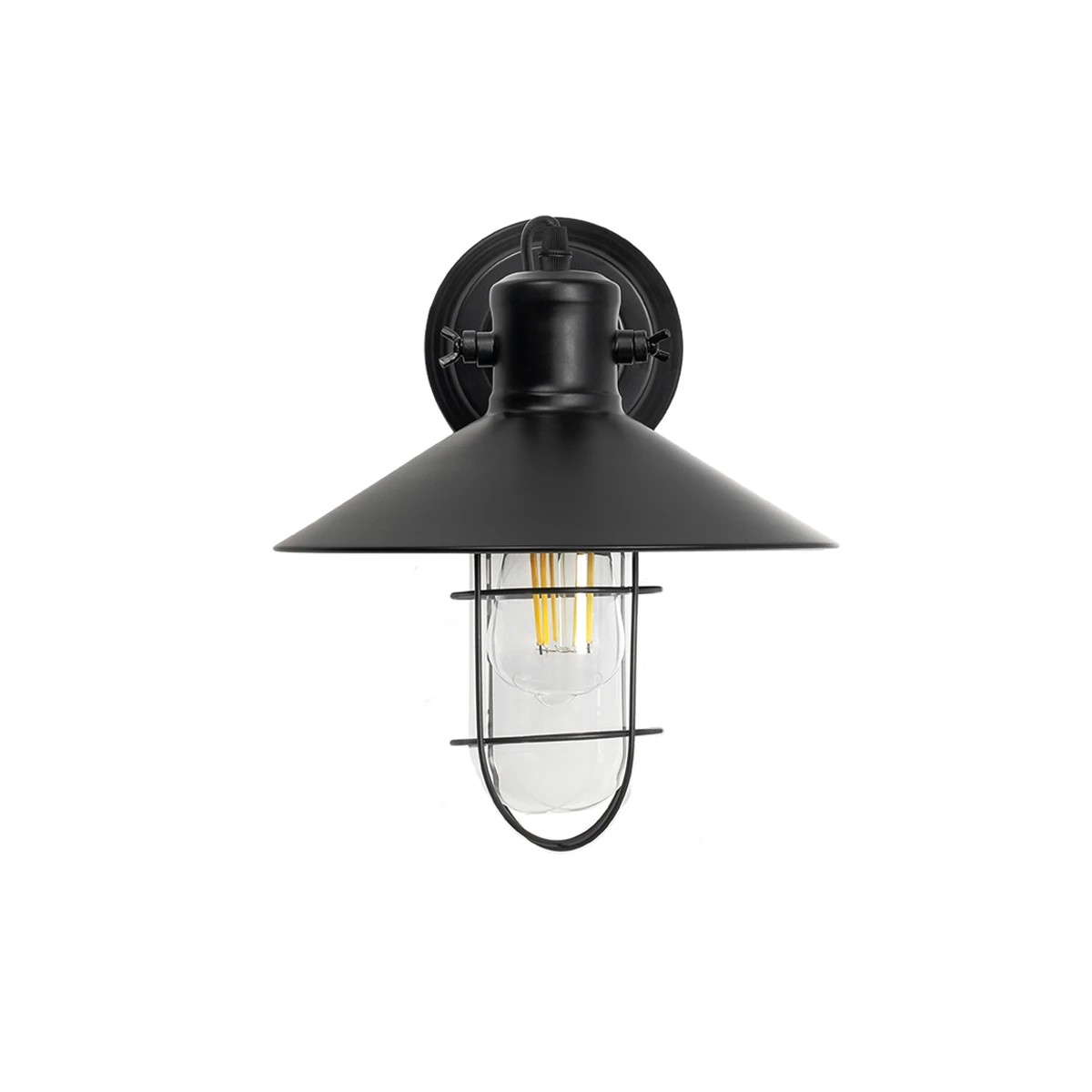 GLOBOSTAR® CELL 01118 Vintage Φωτιστικό Τοίχου - Απλίκα με Ντουί 1 x E27 AC 220-240V IP20 - Μαύρο - Μ26.5 x Π32 x Υ30cm - Image 3