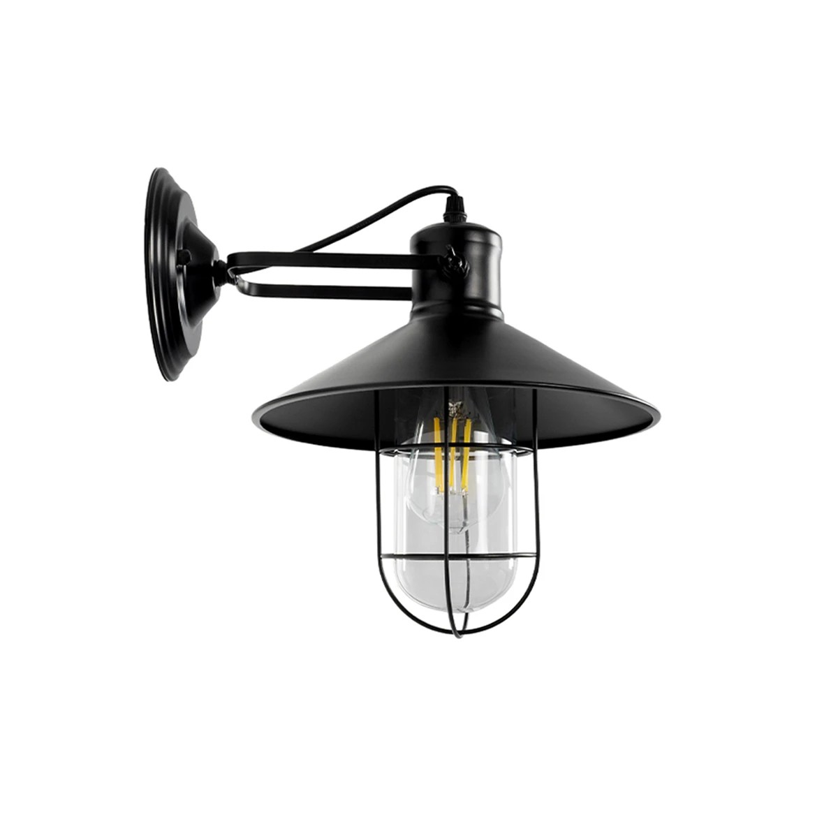 GLOBOSTAR® CELL 01118 Vintage Φωτιστικό Τοίχου - Απλίκα με Ντουί 1 x E27 AC 220-240V IP20 - Μαύρο - Μ26.5 x Π32 x Υ30cm - Image 7