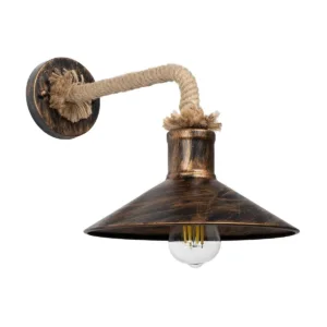GLOBOSTAR® VINSA 01136 Boho Φωτιστικό Τοίχου - Απλίκα με Ντουί 1 x E27 AC 220-240V IP20 - Χάλκινο & Μπεζ - Μ50 x Π27 x Υ25cm