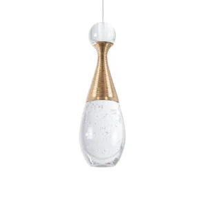 GLOBOSTAR® JADORE 01232 Μοντέρνο Κρεμαστό Φωτιστικό Οροφής LED 5W 400lm 120° AC 220-240V IP20 Θερμό Λευκό 2700K - Lumileds SMD Chip - Χρυσό & Διάφανο - Μ8 x Π8 x Υ26cm - 2 Χρόνια Εγγύηση