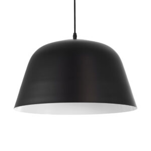GLOBOSTAR® UPVALE 01281 Μοντέρνο Κρεμαστό Φωτιστικό Οροφής με Ντουί 1 x E27 AC 220-240V IP20 - Μαύρο & Λευκό - Μ40 x Π40 x Υ24cm