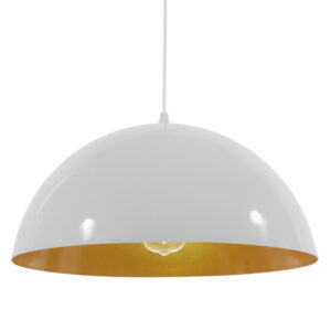 GLOBOSTAR® LUNE 01339 Μοντέρνο Κρεμαστό Φωτιστικό Οροφής με Ντουί 1 x E27 AC 220-240V IP20 - Λευκό & Χρυσό - Μ40 x Π40 x Υ20cm