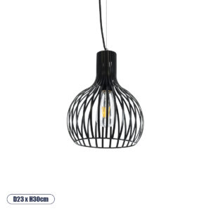 GLOBOSTAR® SCANDI 01386 Vintage Κρεμαστό Φωτιστικό Οροφής με Ντουί 1 x E27 AC 220-240V IP20 - Μαύρο - Μ23 x Π23 x Υ30cm