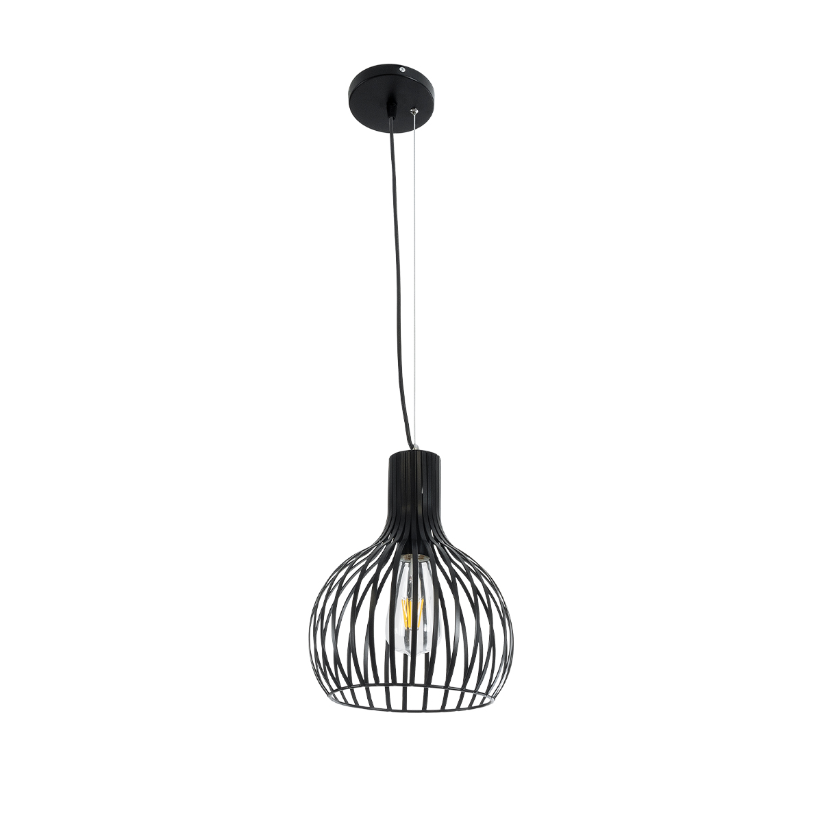 GLOBOSTAR® SCANDI 01386 Vintage Κρεμαστό Φωτιστικό Οροφής με Ντουί 1 x E27 AC 220-240V IP20 - Μαύρο - Μ23 x Π23 x Υ30cm - Image 4