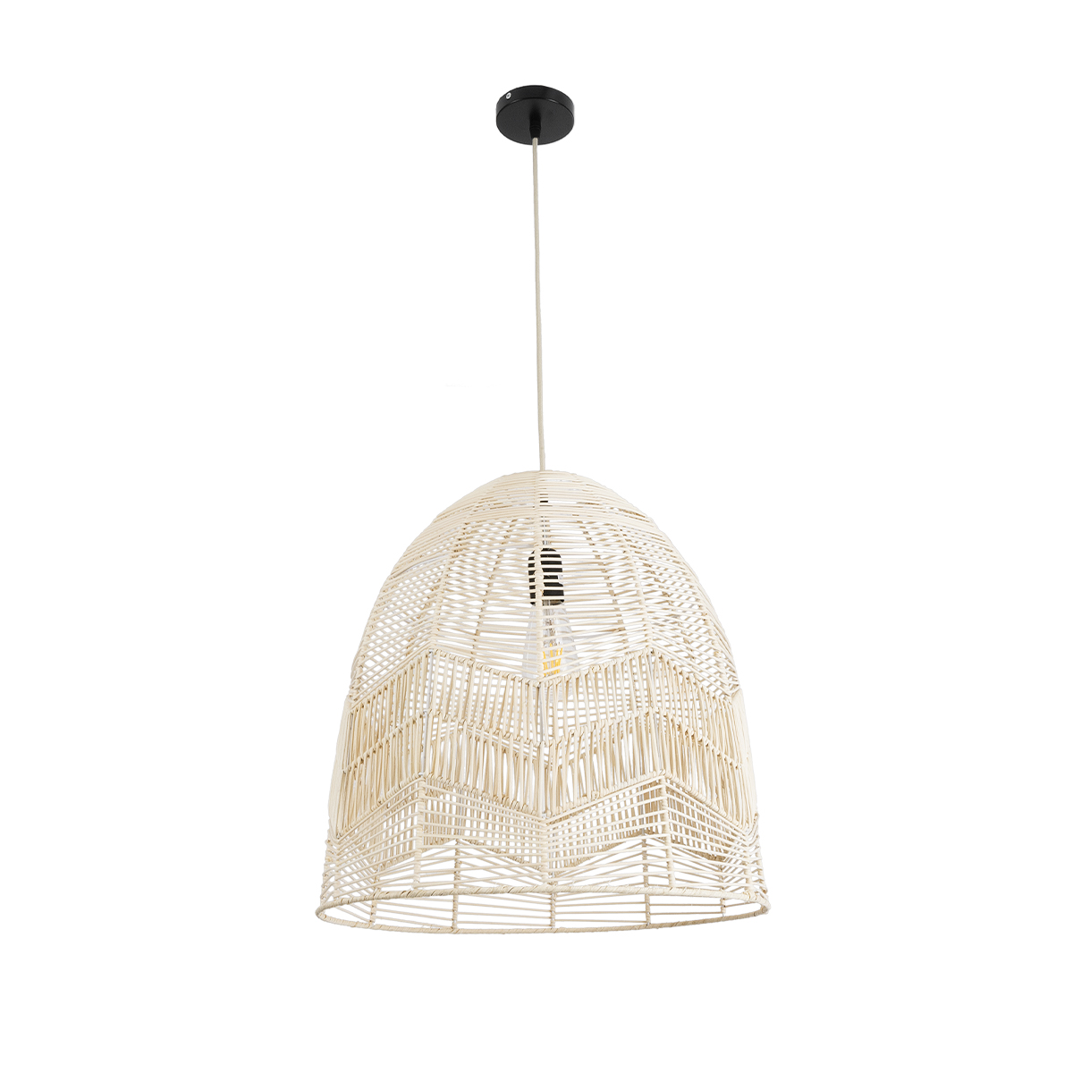 GLOBOSTAR® ALOHA 01751 Boho Κρεμαστό Φωτιστικό Οροφής με Ντουί 1 x E27 AC 220-240V IP20 - Μπεζ - Μ45 x Π45 x Υ48cm - Image 4