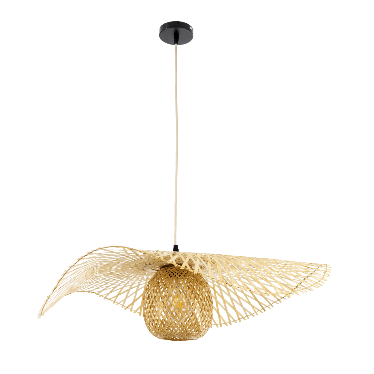 GLOBOSTAR® CINNABAR 01837 Boho Κρεμαστό Φωτιστικό Οροφής με Ντουί 1 x E27 AC 220-240V IP20 - Μπεζ - Μ75 x Π75 x Υ21cm - Image 4