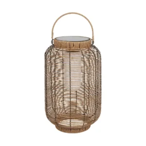 GLOBOSTAR® GRAMBIAN 02304 Boho Επιδαπέδιο Φωτιστικό με IR Ασύρματο Χειριστήριο LED 5W 200lm 180° με Ενσωματωμένο Φωτοβολταϊκό Panel 6V 1W & Επαναφορτιζόμενη Μπαταρία Li-ion 3.2V 1000mAh Αδιάβροχο IP65 Θερμό Λευκό 2700K - Sanan SMD Chip - Μπεζ - Μ30 x Π30 x Υ48cm - 2 Χρόνια Εγγύηση
