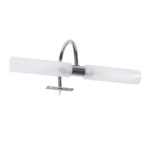 GLOBOSTAR® FLORA 60414 Μοντέρνο Φωτιστικό Τοίχου - Απλίκα Καθρέπτη Μπάνιου με Ντουί 2 x G9 AC 220-240V Αδιάβροχο IP44 - Νίκελ Χρώμιο - Μ31 x Π13 x Υ12cm