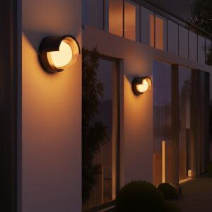 kelvo® NEXA KLV-101-0251 Φωτιστικό Τοίχου / Απλίκα LED 6W 480lm 180° AC 220-240V Αδιάβροχο IP65 Ultra Θερμό Λευκό 1800K - Sanan SMD Chip & TÜV SÜD Driver - Μαύρο Ματ - Μ11 x Π9 x Υ11cm - 5 Χρόνια Εγγύηση