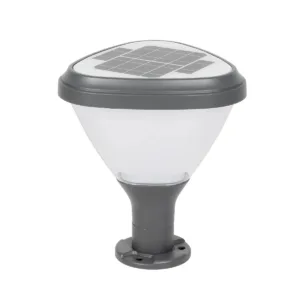 GLOBOSTAR® NATURE 90532 Φωτιστικό Κολωνάκι Κήπου LED 10W 500lm 120° DC 5V με Ενσωματωμένο Φωτοβολταϊκό Panel 6V 2W & Επαναφορτιζόμενη Μπαταρία Li-ion 3.2V 8000mAh με Αισθητήρα Ημέρας-Νύχτας Αδιάβροχο IP65 Ψυχρό Λευκό 6000K - Sanan SMD Chip - Γκρι Ανθρακί Ματ - Μ26 x Π26 x Υ30cm - 2 Χρόνια Εγγύηση