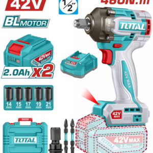 TOTAL ΕΠΑΓΓ. ΜΠΟΥΛΟΝΟΚΛΕΙΔΟ ΜΠΑΤ. Li-ion 42V / 2Ah / 460Nm / 2 ΜΠΑΤ BL Motor (TIWLI42462E)