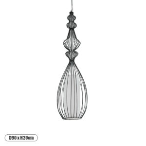 GLOBOSTAR® LILY 01561 Vintage Κρεμαστό Φωτιστικό Οροφής με Ντουί 1 x E27 AC 220-240V IP20 - Μαύρο & Λευκό - Μ20 x Π20 x Υ90cm
