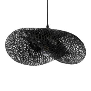 GLOBOSTAR® MEXICO 02201 Boho Κρεμαστό Φωτιστικό Οροφής με Ντουί 1 x E27 AC 220-240V IP20 - Μαύρο - Μ65 x Π45 x Υ18cm