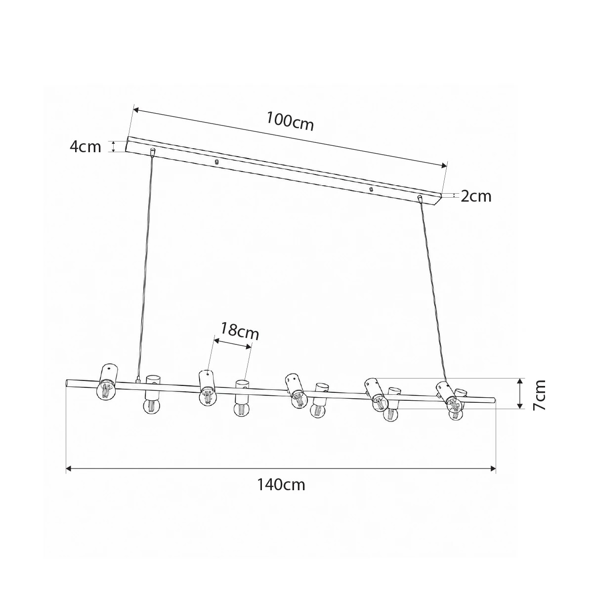 GLOBOSTAR® ALFREDA 01242 Μοντέρνο Κρεμαστό Φωτιστικό Οροφής με Ντουί 10 x E27 AC 220-240V IP20 - Μαύρο - Μ140 x Π18 x Υ7cm - Image 5