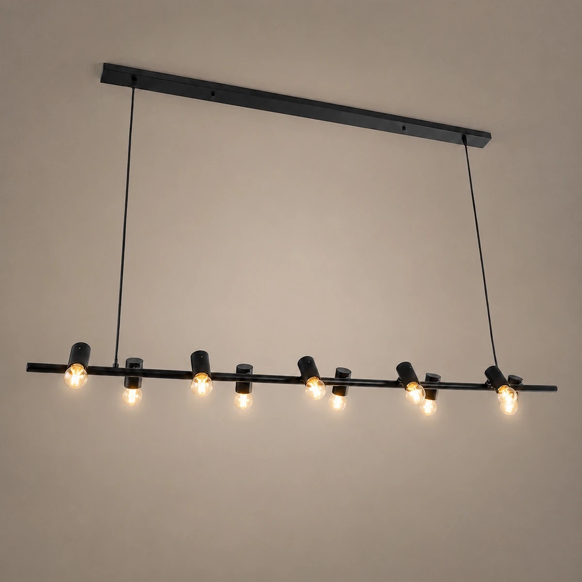 GLOBOSTAR® ALFREDA 01242 Μοντέρνο Κρεμαστό Φωτιστικό Οροφής με Ντουί 10 x E27 AC 220-240V IP20 - Μαύρο - Μ140 x Π18 x Υ7cm - Image 6