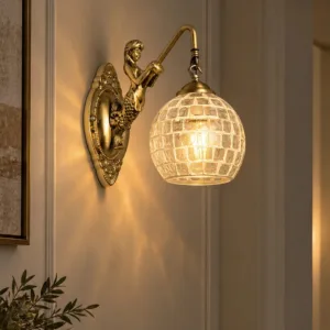 GLOBOSTAR® MERMAID 01317 Vintage Φωτιστικό Τοίχου - Απλίκα με Ντουί 1 x E27 AC 220-240V IP20 - Χρυσό & Λευκό - Μ16 x Π30 x Υ27cm