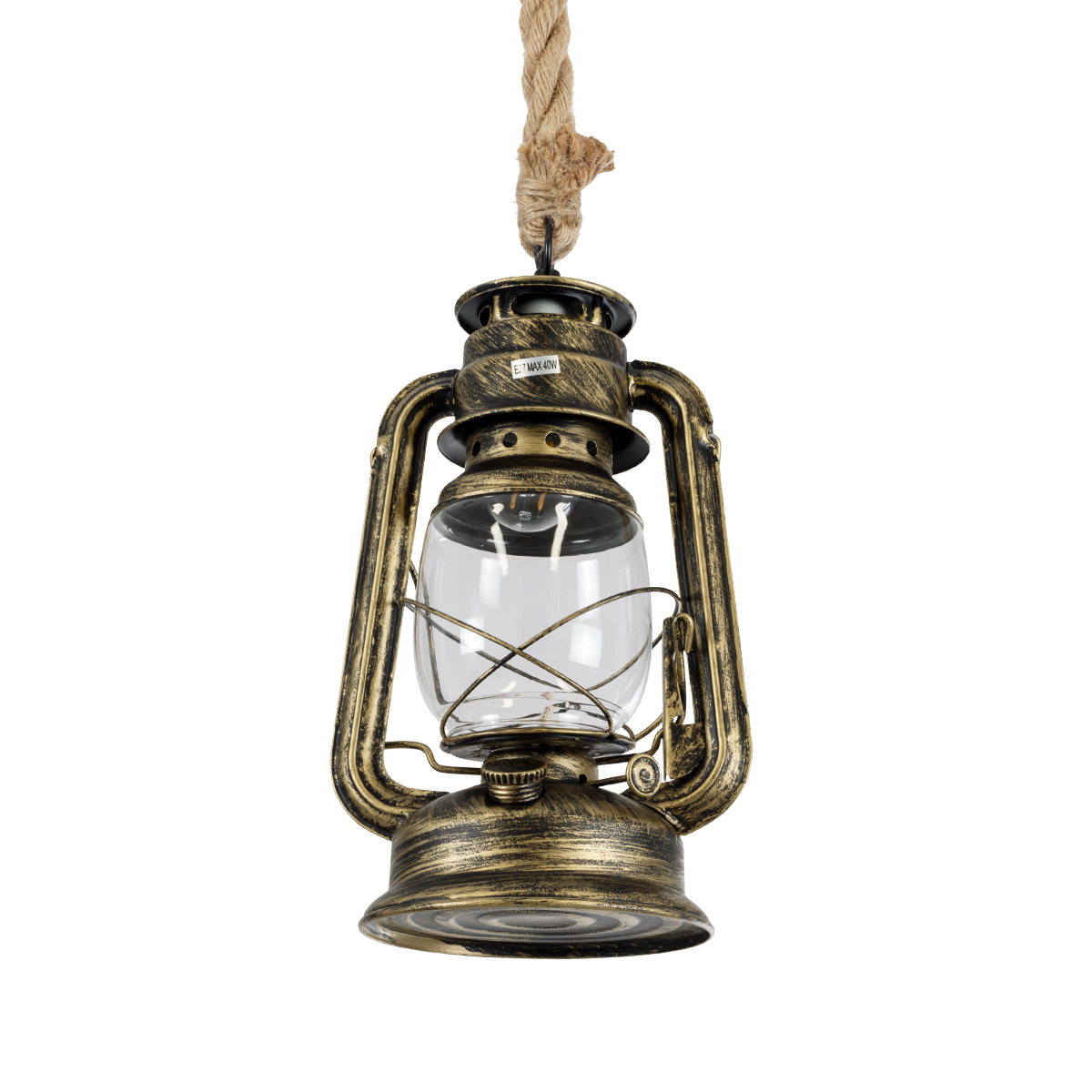 GLOBOSTAR® BARBAROSSA 01705 Vintage Κρεμαστό Φωτιστικό Οροφής με Ντουί 1 x E27 AC 220-240V IP20 - Μπρούτζινο - Μ18 x Π18 x Υ28cm - Image 5