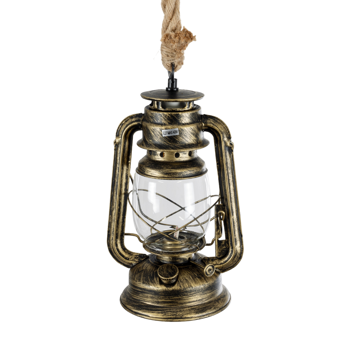 GLOBOSTAR® BARBAROSSA 01705 Vintage Κρεμαστό Φωτιστικό Οροφής με Ντουί 1 x E27 AC 220-240V IP20 - Μπρούτζινο - Μ18 x Π18 x Υ28cm - Image 6