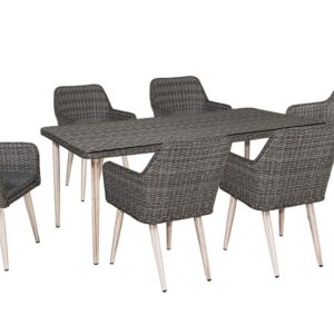 Τραπεζαρία Rattan Με Αλουμίνιο Σκελετό Σέτ 7 Τεμαχίων ,200 x 100 x 75(h)cm (#176208)