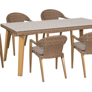 Τραπεζαρία Rattan Σέτ 7 Τεμαχίων ,Με Αλουμίνιο Σκελετό 195 x 95 x 76(h)cm (#176212)