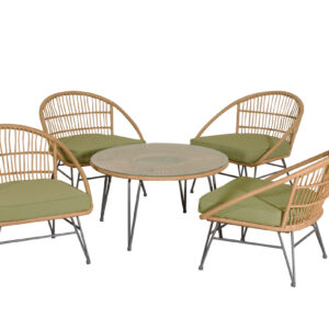 Rattan Καθιστικό Σετ Με Μεταλλικό Σκελετό ,Σετ 5 Τεμαχίων (#203444)