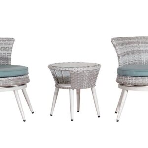 APHRODITE Rattan Καθιστικό Σέτ 3 Τεμαχίων Με Αλουμίνιο Σκελετό Και Περιστρεφόμενες Πολυθρόνες (#203450)