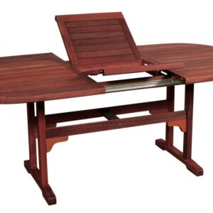Οβάλ Επεκτεινόμενο τραπέζι Red Shorea ,150 + 50 = 200 x 100 x 75(H)cm (#203466)