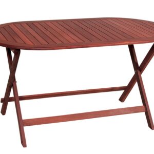 Ξύλινο ,Οβάλ Πτυσσόμενο Τραπέζι Red Shorea 140 x 80 x 75(h)cm (#203476)