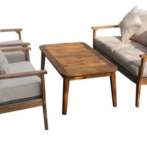 Ξύλινο Καθιστικό Σέτ Acacia Wood Με Σχοινί PR1624 ,Σέτ 4 Τεμαχίων (#251422)
