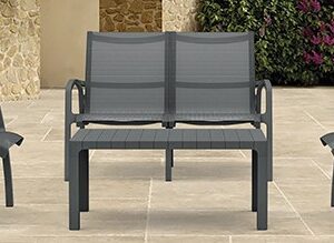 Dark Grey Καθιστικό Σέτ Πολυπροπυλένιου 4 Τεμαχίων Με Διάτρητο Ύφασμα Με UV Προστασία (#251424)