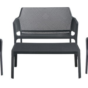 Dark Grey Καθιστικό Σέτ Πολυπροπυλένιου Με Uv Προστασία Σέτ 4 Τεμαχίων Με Μαξιλάρια Καθίσματος (#251453)