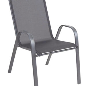Γκρί Μεταλλική Στοιβαζόμενη Πολυθρόνα Με Textilene Ύφασμα 55 x 73 x 92(h)cm (#26052)