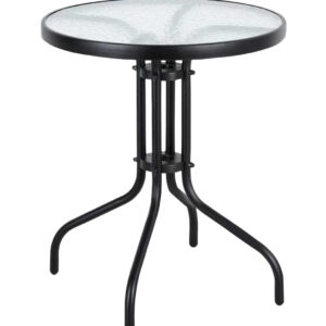 Στρογγυλό Μεταλλικό Τραπέζι Με Τζάμι 60 x 70(h)cm (#26070-60 BLACK)