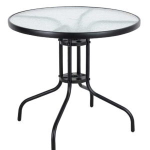 Στρογγυλό Μεταλλικό Τραπέζι Με Τζάμι 80 x 70(h)cm (#26070-80 BLACK)