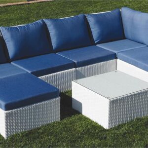 LUXURY WHITE Γωνιακό Καθιστικό Σέτ Rattan 7 Τεμαχίων Με Σκελετό Αλουμινίου (#3575)