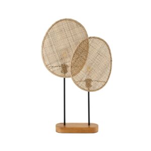 GLOBOSTAR® AZUL 02231 Boho Επιτραπέζιο Φωτιστικό Πορτατίφ με Ντουί 2 x E27 AC 220-240V IP20 - Μπεζ & Μαύρο - Μ45 x Π11 x Υ75cm