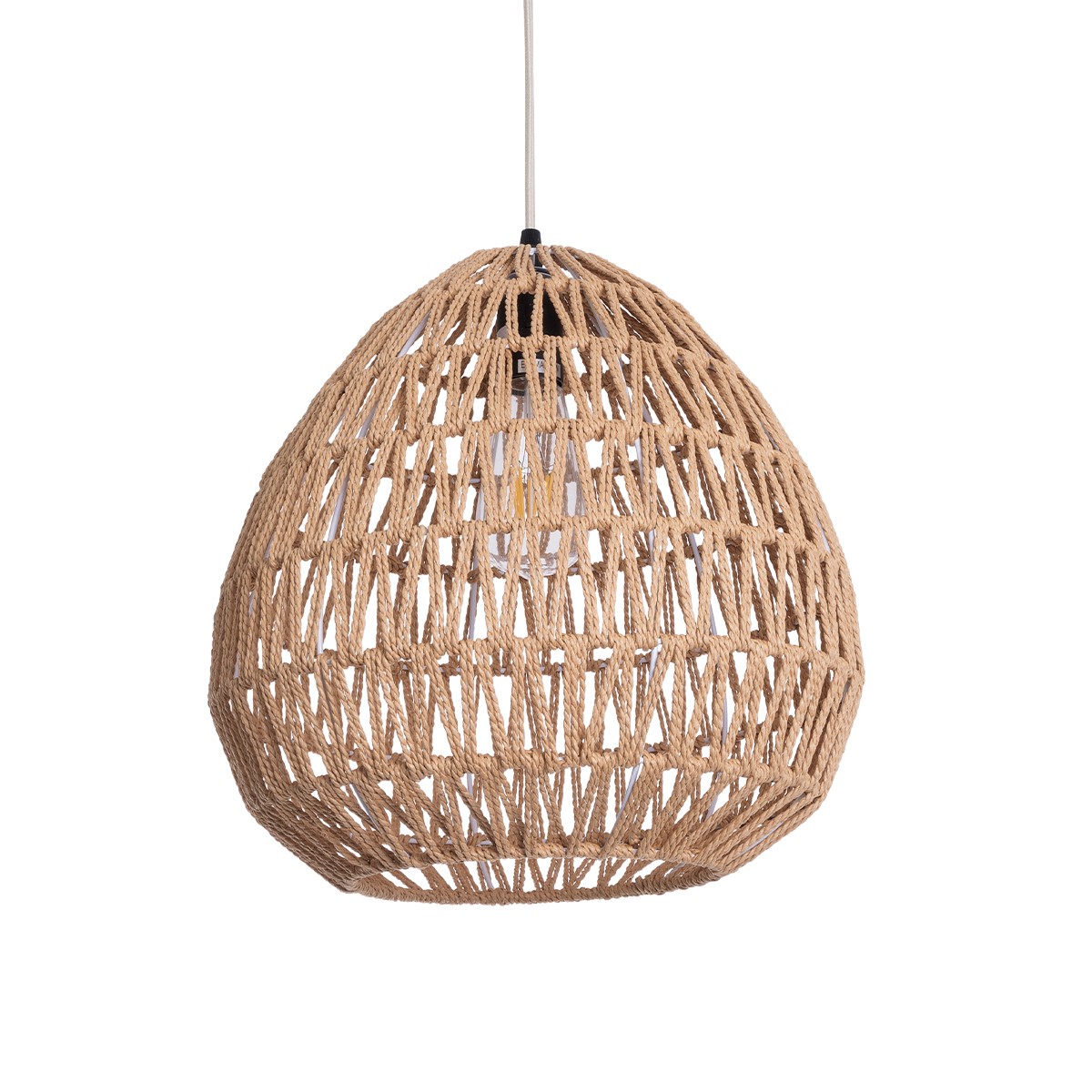 GLOBOSTAR® JENSON 00911 Boho Κρεμαστό Φωτιστικό Οροφής με Ντουί 1 x E27 AC 220-240V IP20 - Μπεζ - Μ35 x Π35 x Υ35cm