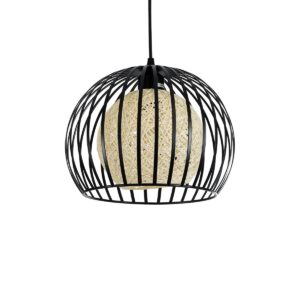GLOBOSTAR® CARTER 00960 Μοντέρνο Κρεμαστό Φωτιστικό Οροφής με Ντουί 1 x E27 AC 220-240V IP20 - Μαύρο & Μπεζ - Μ28 x Π28 x Υ23cm
