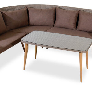 TULIP Γωνιακό Καθιστικό Σέτ Rattan 3 Τεμαχίων ,Με Αλουμίνιο Σκελετό (#BR068)
